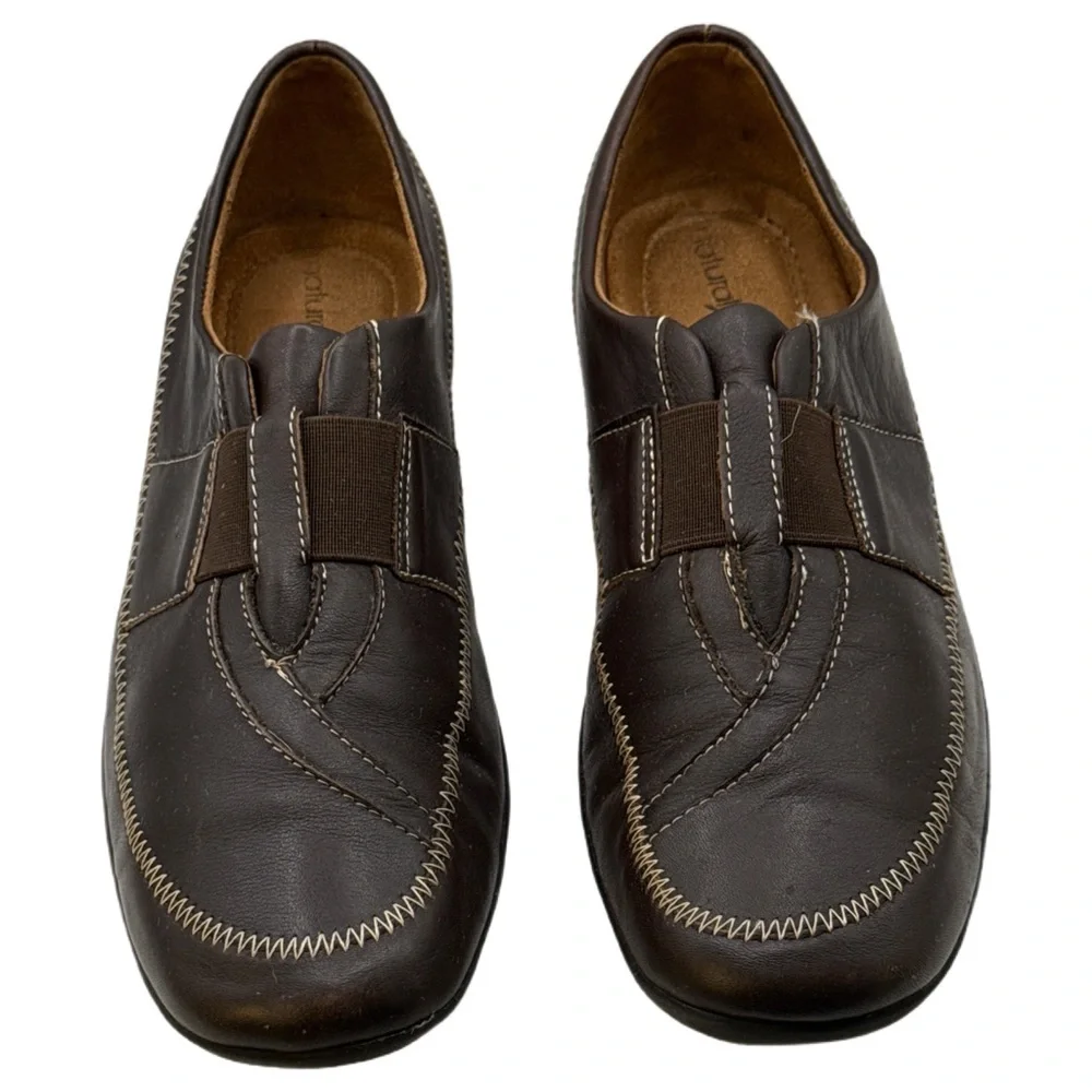 Natural Soul by Naturalizer Brown Leather Comfort Slip On Loafer 9.5M